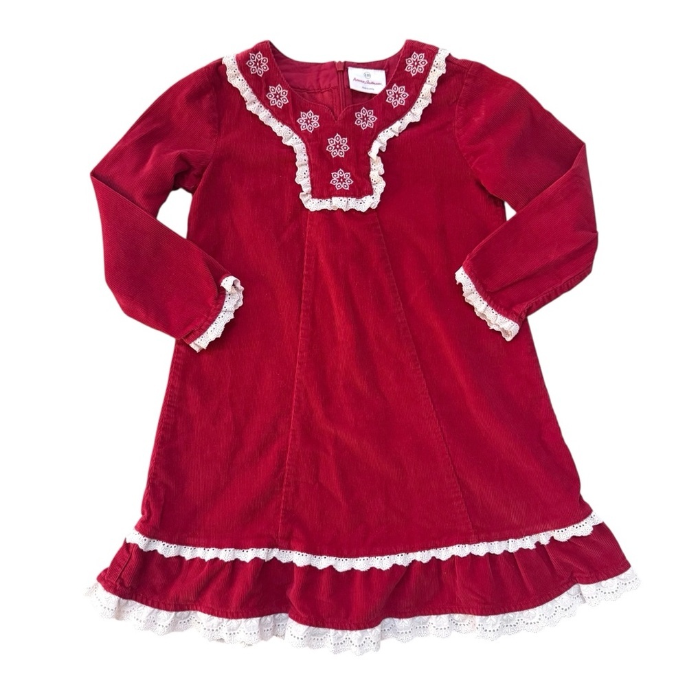 Hanna Andersson Red Corduroy Snowflake Dress 110/5